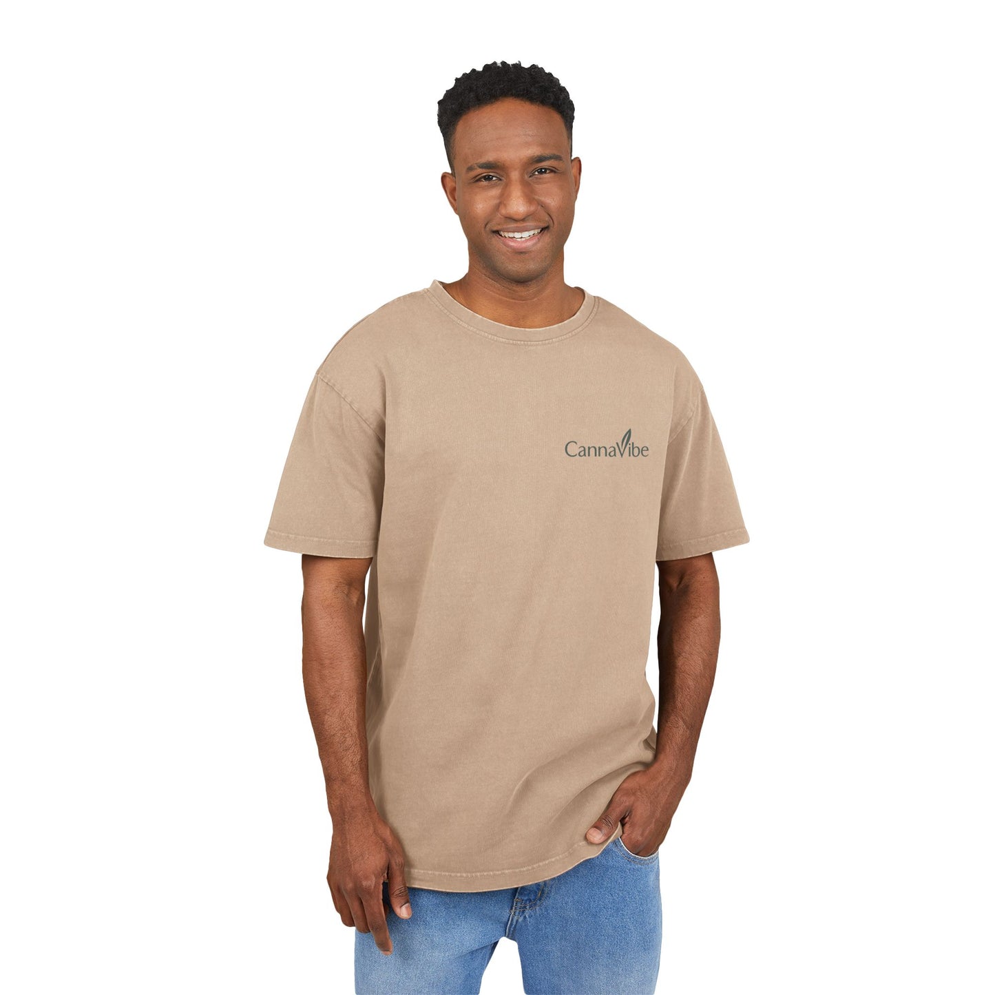 Acid Washed Oversize Tee - CannaVibe Graphic Tee for Chill Days