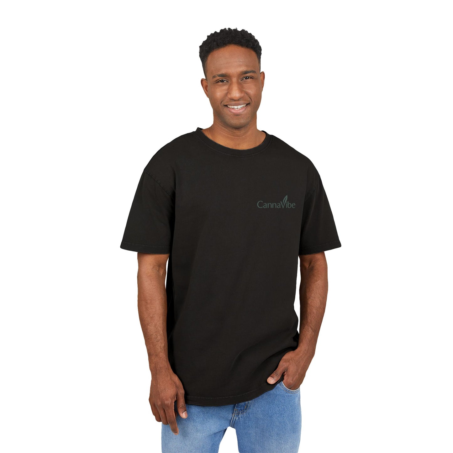 Acid Washed Oversize Tee - CannaVibe Graphic Tee for Chill Days