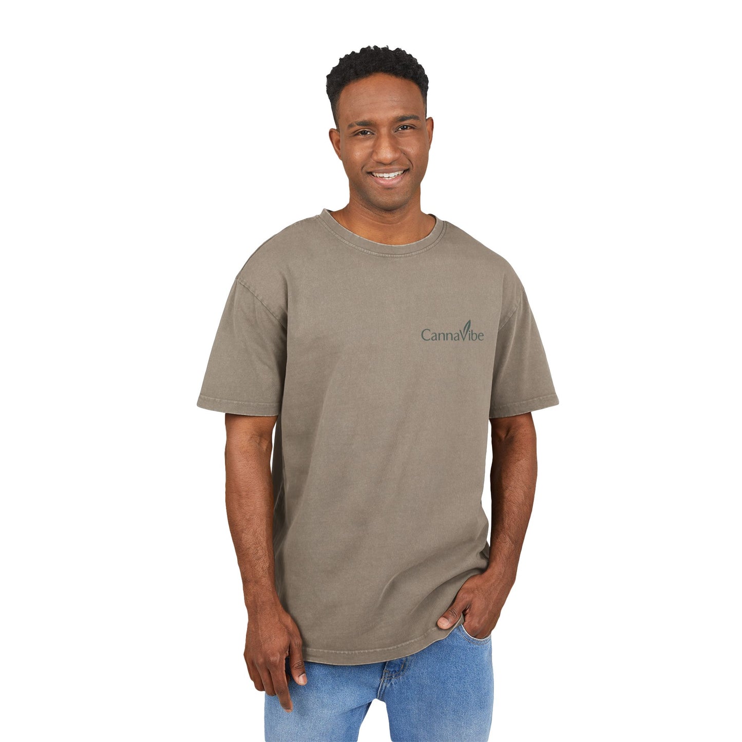 Acid Washed Oversize Tee - CannaVibe Graphic Tee for Chill Days