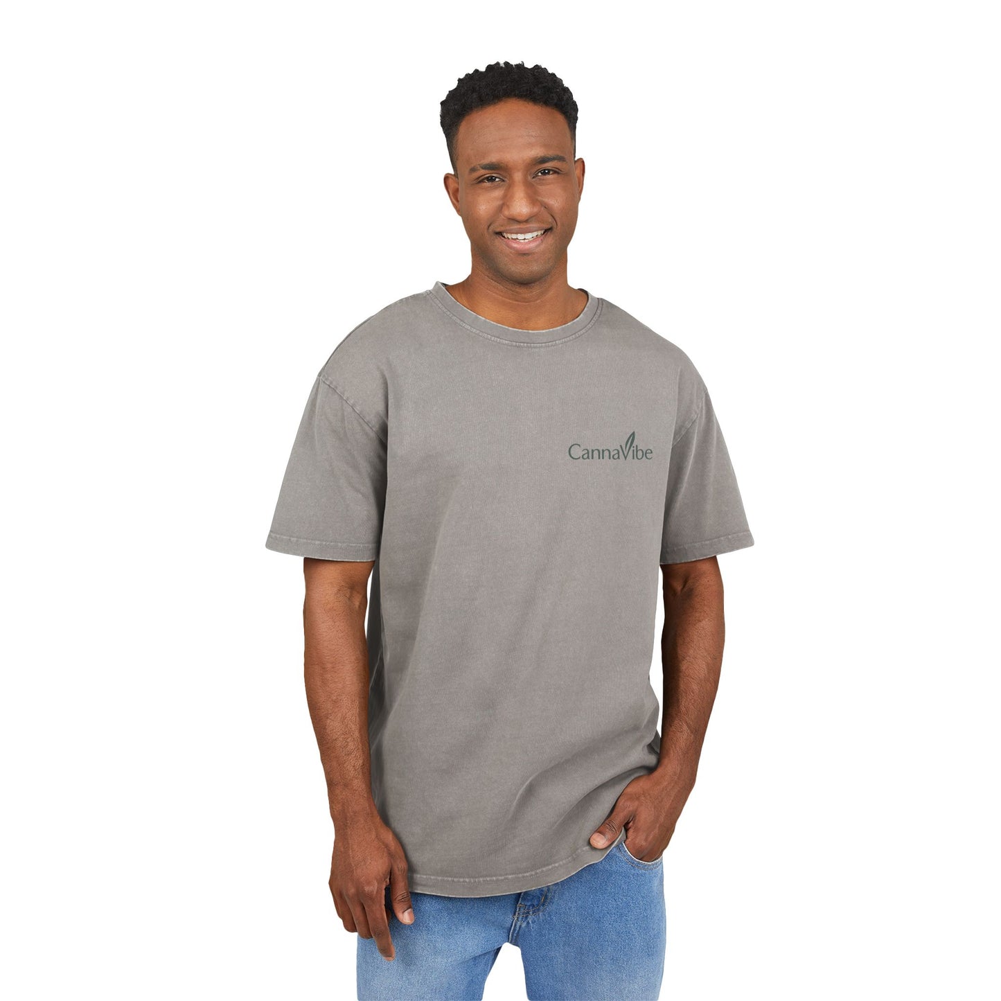 Acid Washed Oversize Tee - CannaVibe Graphic Tee for Chill Days